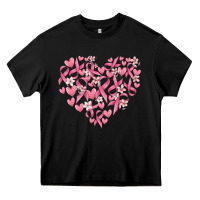 Black breast cancer awareness heart Heavy Core Tee - MaliasSmallBusiness