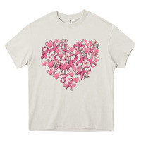 Cream breast cancer awareness heart Heavy Core Tee - MaliasSmallBusiness