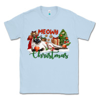 Dusty Blue siamese cat meowy christmas Classic Tee - LillyAllenDesigns