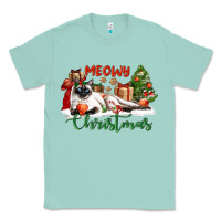 Seafoam siamese cat meowy christmas Classic Tee - LillyAllenDesigns