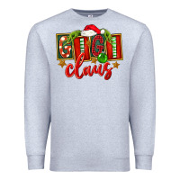 Heather Grey Christmas Gigi Claus Premium Sweatshirt - FaDigitalArtStudio
