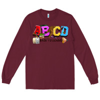 Burgundy abcd back to school Long Sleeve Tee - NancyCooperArtShop