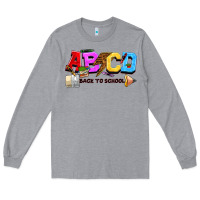 Heather Grey abcd back to school Long Sleeve Tee - NancyCooperArtShop