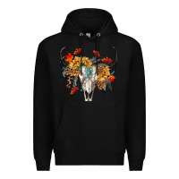Black Fall Bull Skull Premium Hoodie - RanaPortraitStore