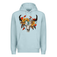 Blue Mist Fall Bull Skull Premium Hoodie - RanaPortraitStore