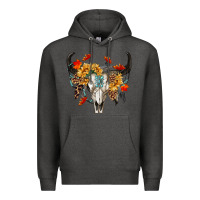 Charcoal Heather Fall Bull Skull Premium Hoodie - RanaPortraitStore