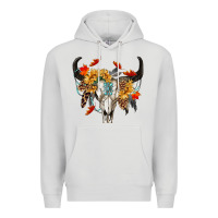 Dove Grey Fall Bull Skull Premium Hoodie - RanaPortraitStore