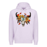 Lilac Fall Bull Skull Premium Hoodie - RanaPortraitStore