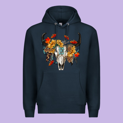Fall Bull Skull Premium Hoodie Designed By Ranaportraitstore