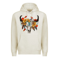 Oatmeal Heather Fall Bull Skull Premium Hoodie - RanaPortraitStore