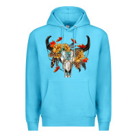 Ocean Blue Fall Bull Skull Premium Hoodie - RanaPortraitStore