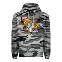 Slate Camo Fall Bull Skull Premium Hoodie - RanaPortraitStore