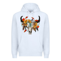 White Fall Bull Skull Premium Hoodie - RanaPortraitStore