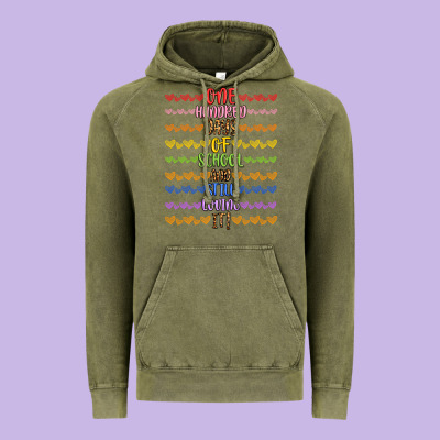 One Hundred Days Of School And Still Loving It! Vintage Hoodie Designed By Artiststas