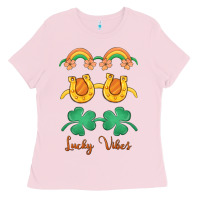 Bubblegum Pink lucky vibes st. patrick's day Ladies Tee - MaliasSmallBusiness