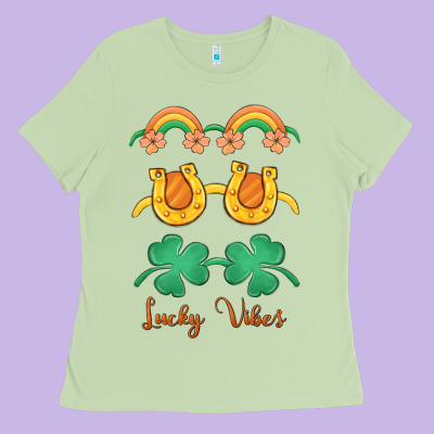 Lucky Vibes St. Patrick's Day Ladies Tee Designed By Maliassmallbusiness