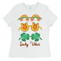 White lucky vibes st. patrick's day Ladies Tee - MaliasSmallBusiness