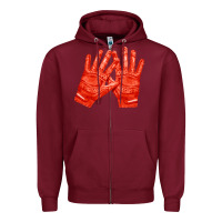 Burgundy receiver gloves fa element 1 Zipper Hoodie - FaDigitalArtStudio