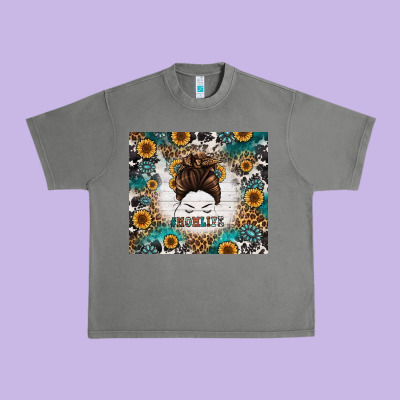 Mom Life Messy Bun Western Urban Heavy Tee Designed By Jasminsmagicworld