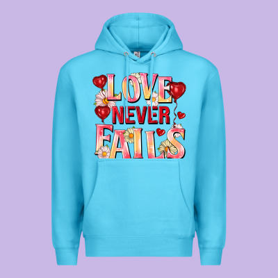 Love Never Fails Premium Hoodie Designed By Fadigitalartstudio
