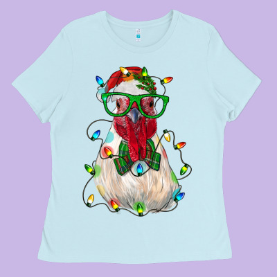 Christmas Rooster Ladies Tee Designed By Ranaportraitstore