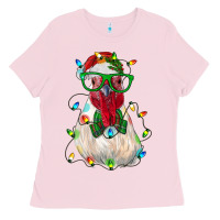 Bubblegum Pink christmas rooster Ladies Tee - RanaPortraitStore
