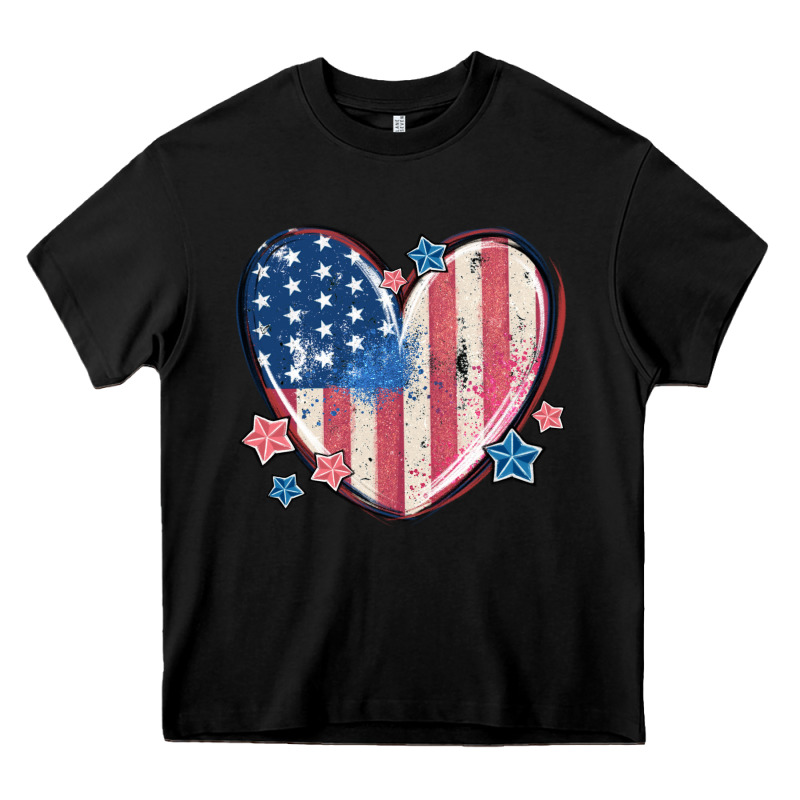 Usa Heart Heavy Core Tee by MaliasSmallBusiness | Teevron