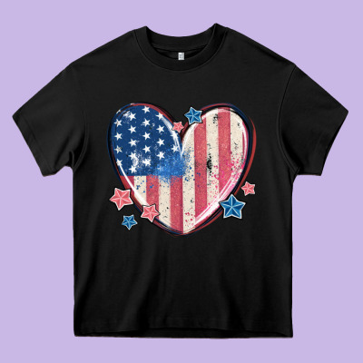 Usa Heart Heavy Core Tee Designed By Maliassmallbusiness