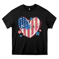 Black usa heart Heavy Core Tee - MaliasSmallBusiness