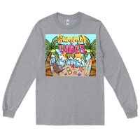 Heather Grey summer vibes Long Sleeve Tee - NancyCooperArtShop
