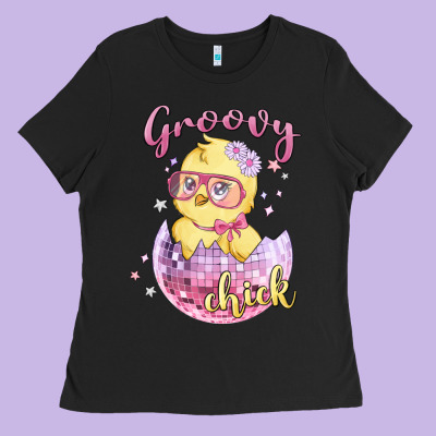 Groovy Chick Easter Ladies Tee Designed By Maliassmallbusiness