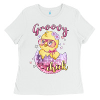 White groovy chick easter Ladies Tee - MaliasSmallBusiness
