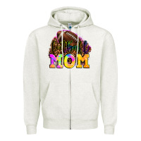Oatmeal Heather football mom Zipper Hoodie - OliviaCreatesArt