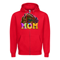 Red football mom Zipper Hoodie - OliviaCreatesArt