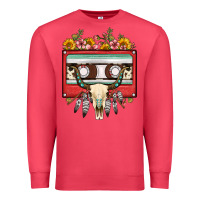 Cardinal bull skull sunflower floral cassette Premium Sweatshirt - FaDigitalArtStudio