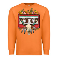 Carrot bull skull sunflower floral cassette Premium Sweatshirt - FaDigitalArtStudio