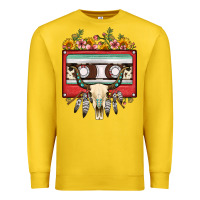 Lemon bull skull sunflower floral cassette Premium Sweatshirt - FaDigitalArtStudio