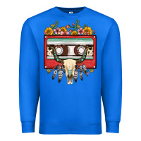 True Royal bull skull sunflower floral cassette Premium Sweatshirt - FaDigitalArtStudio