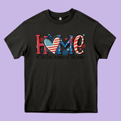 Home Of The Free Because Of The Brave Heavy Core Tee Designed By Maliassmallbusiness