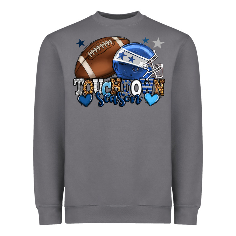 Touchdown Season American Football Blue Team Color Heavyweight Sweatshirt by HowdyJamesFarm | Teevron