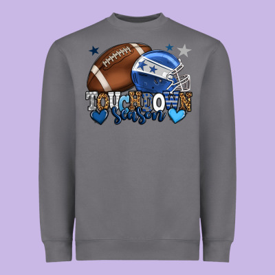 Touchdown Season American Football Blue Team Color Heavyweight Sweatshirt Designed By Howdyjamesfarm