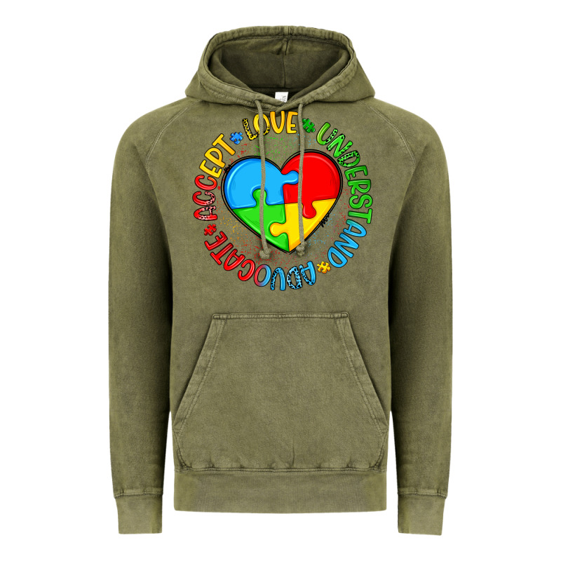 Autism Awareness Puzzle Heart Love Understand Advo Vintage Hoodie by Artiststas | Teevron