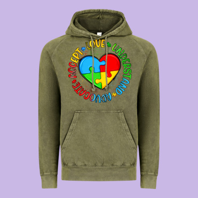 Autism Awareness Puzzle Heart Love Understand Advo Vintage Hoodie Designed By Artiststas