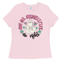 Bubblegum Pink not all disabilities are visible Ladies Tee - MaliasSmallBusiness