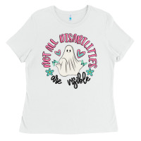 White not all disabilities are visible Ladies Tee - MaliasSmallBusiness