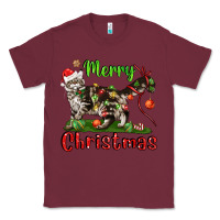 Burgundy maine coon cat merry christmas Classic Tee - LillyAllenDesigns
