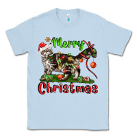 Dusty Blue maine coon cat merry christmas Classic Tee - LillyAllenDesigns