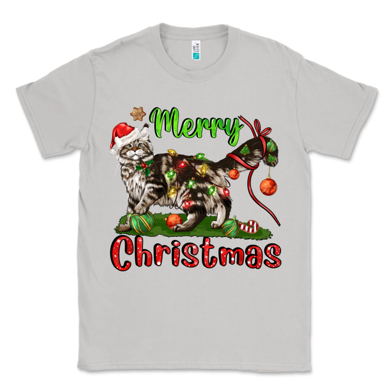 Maine Coon Cat Merry Christmas Classic Tee by LillyAllenDesigns | Teevron