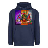 Navy happy hallothanksmas Heavyweight Hoodie - FaDigitalArtStudio
