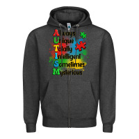 Charcoal Heather always unique autism Zipper Hoodie - OliviaCreatesArt